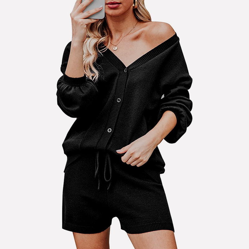 SM-K0092 V-leher Perangai Tanglung Seluar Pendek Jaket Sut Berkait SM-K0092 V-leher Perangai Tanglung Seluar Pendek Jaket Sut Berkait