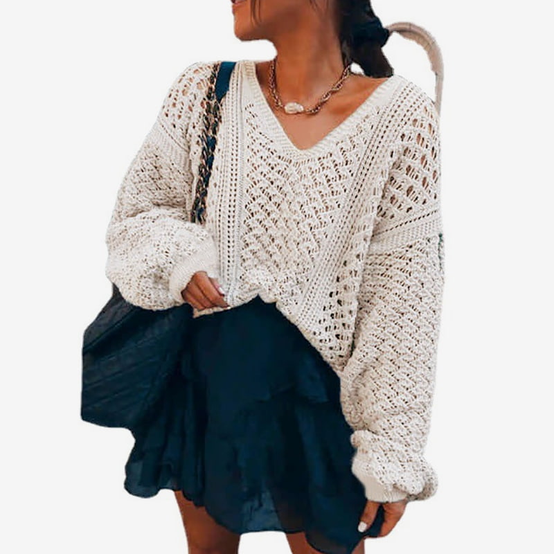 SM-K0082 Warna Pepejal V-neck Hollow Knit Pullover Sweater Knitted Jumper SM-K0082 Warna Pepejal V-neck Hollow Knit Pullover Sweater Knitted Jumper