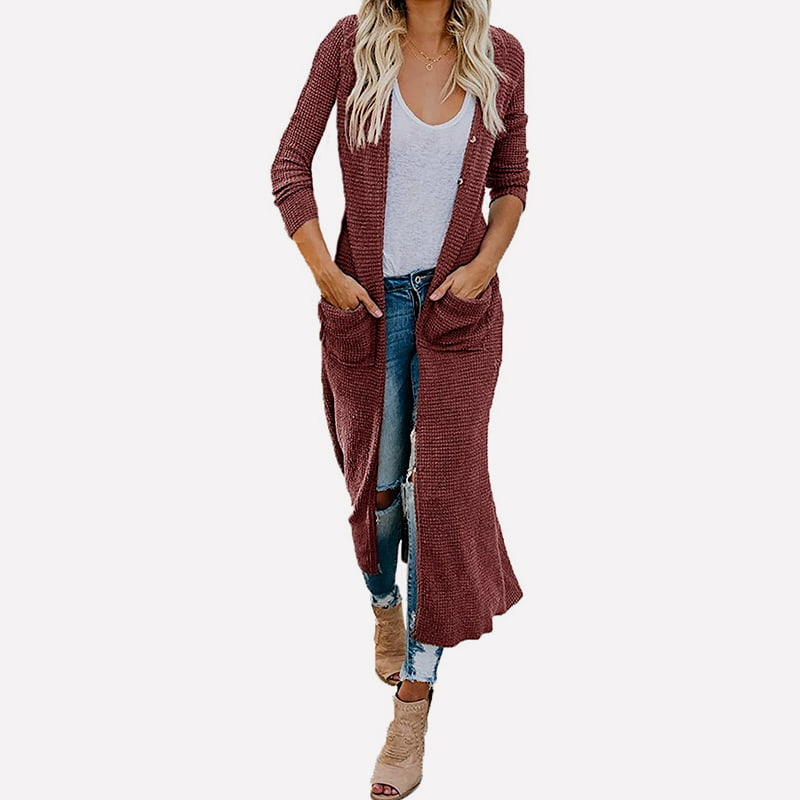 SM-K0074 V-Neck Pepejal Panjang Dengan Poket Jalinan Cardigan Coat SM-K0074 V-Neck Pepejal Panjang Dengan Poket Jalinan Cardigan Coat