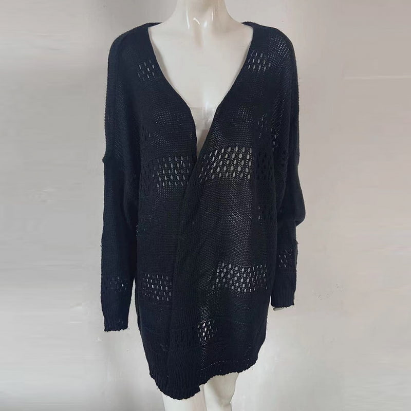 SM-K0081 Warna Pepejal V-leher Potongan Kot Sweater Cardigan Berkait SM-K0081 Warna Pepejal V-leher Potongan Kot Sweater Cardigan Berkait