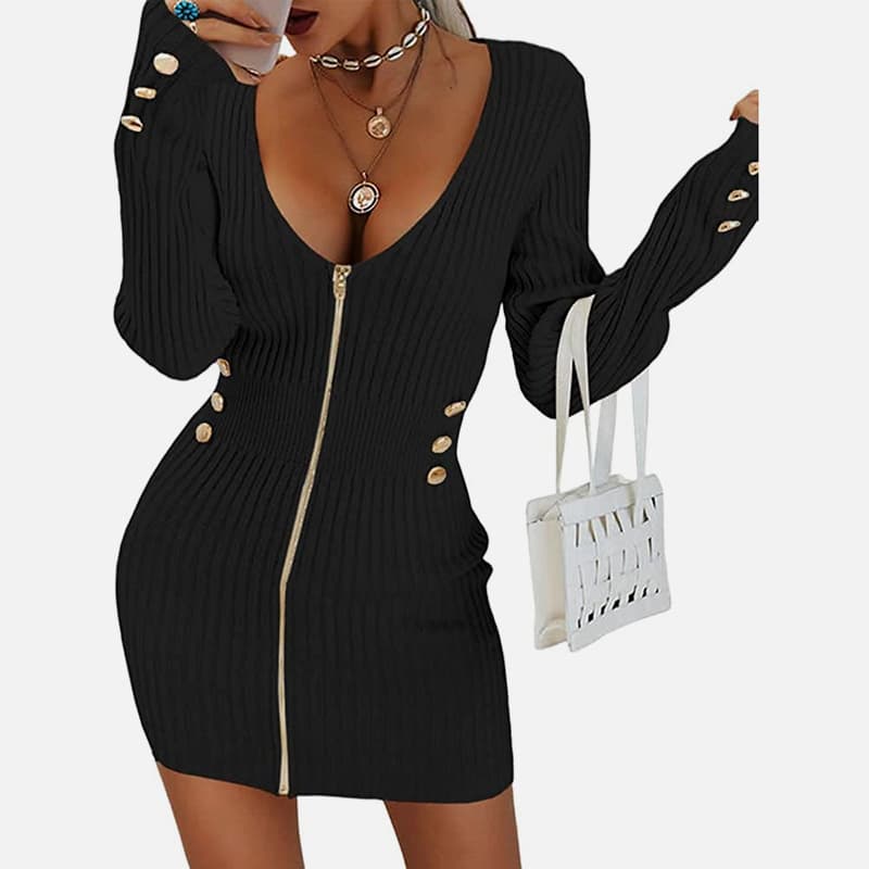 SM-K0078 V-Neck Lengan Panjang Zip Pakaian Berkait Nipis Pendek SM-K0078 V-Neck Lengan Panjang Zip Pakaian Berkait Nipis Pendek