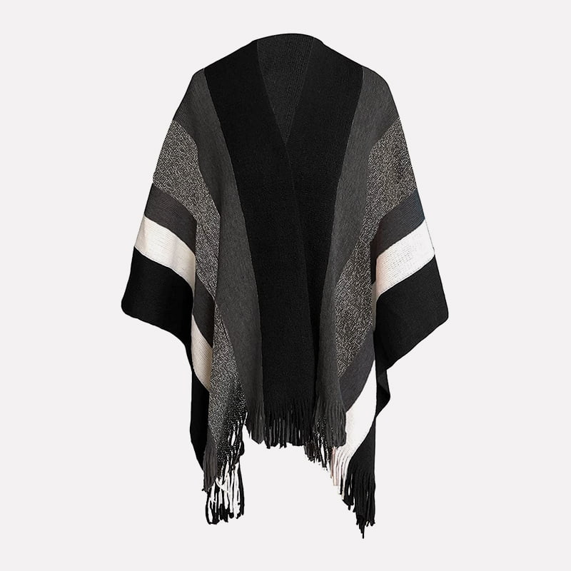 SM-K0093 Loose Pullover Striped Knit Cape Sweater Knitted Jumper SM-K0093 Loose Pullover Striped Knit Cape Sweater Knitted Jumper