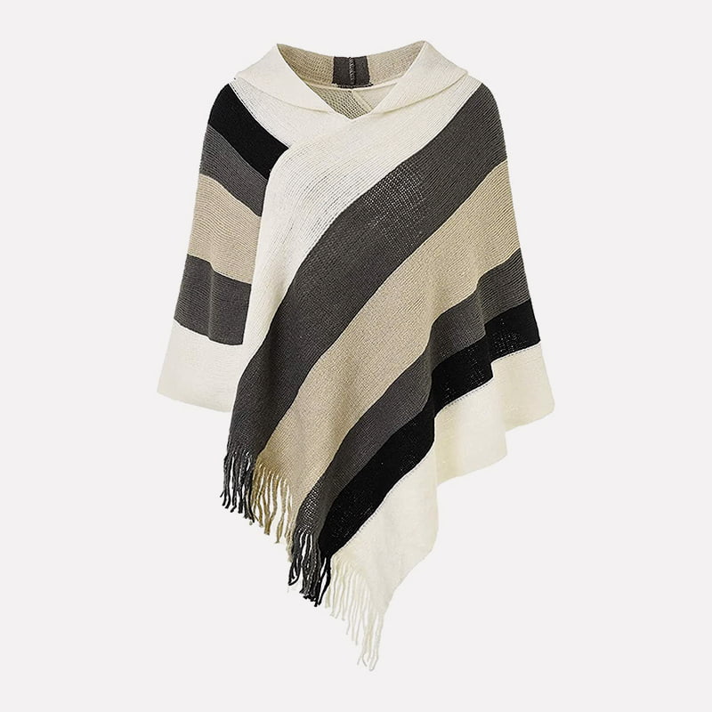 SM-K0093 Loose Pullover Striped Knit Cape Sweater Knitted Jumper SM-K0093 Loose Pullover Striped Knit Cape Sweater Knitted Jumper