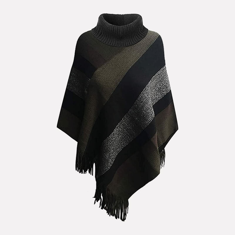 SM-K0093 Loose Pullover Striped Knit Cape Sweater Knitted Jumper SM-K0093 Loose Pullover Striped Knit Cape Sweater Knitted Jumper