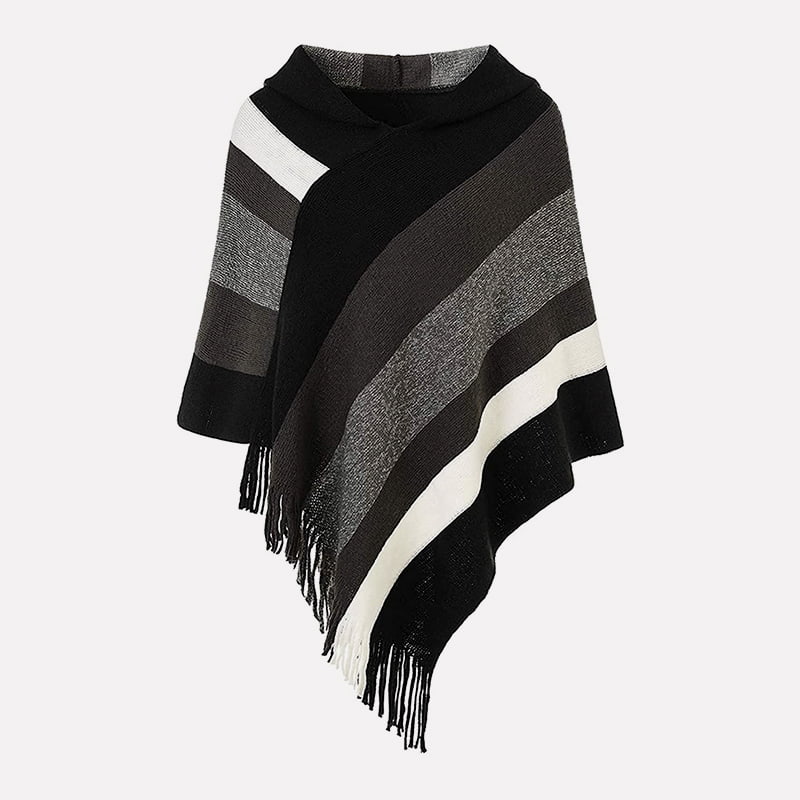 SM-K0093 Loose Pullover Striped Knit Cape Sweater Knitted Jumper SM-K0093 Loose Pullover Striped Knit Cape Sweater Knitted Jumper