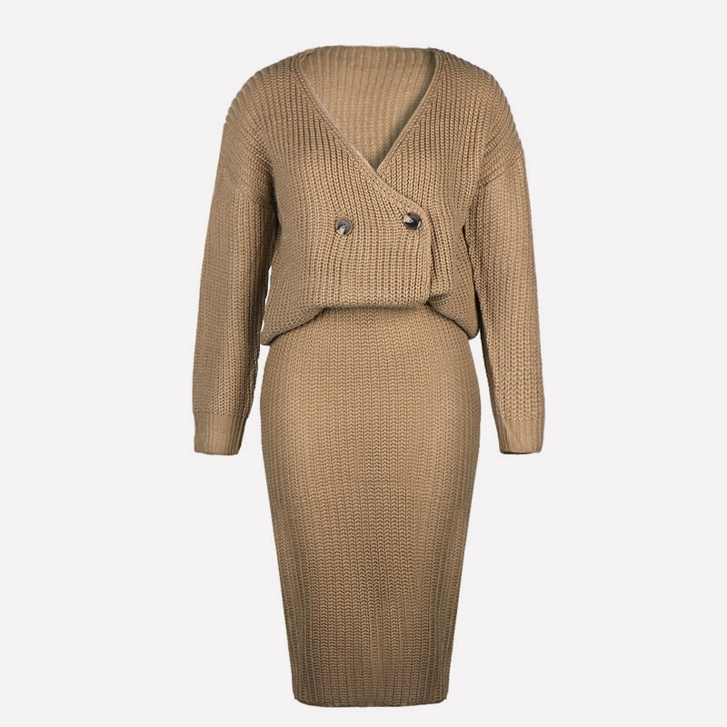 SM-K0101 Lady Knitted Top Dan Skirt Kasual Knitted Suit