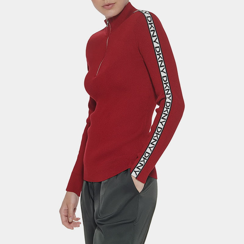 SM-K0056 Zip Kru Leher Surat Jacquard Lengan Panjang Dikait Jumper SM-K0056 Zip Kru Leher Surat Jacquard Lengan Panjang Dikait Jumper