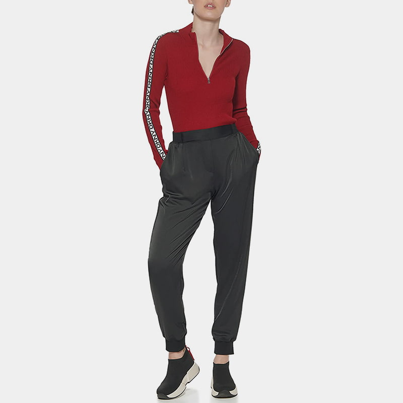 SM-K0056 Zip Kru Leher Surat Jacquard Lengan Panjang Dikait Jumper SM-K0056 Zip Kru Leher Surat Jacquard Lengan Panjang Dikait Jumper