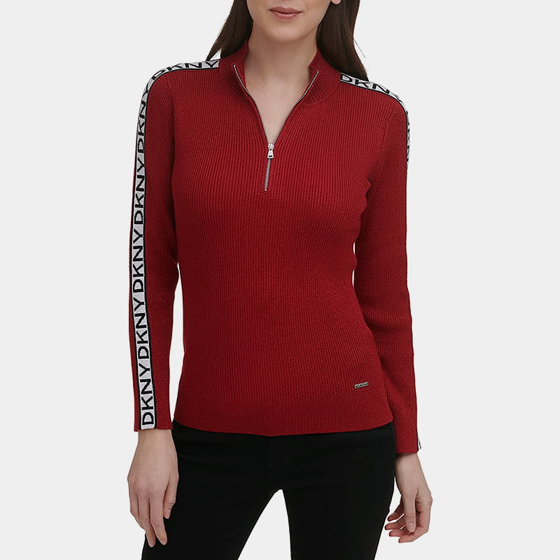 SM-K0056 Zip Kru Leher Surat Jacquard Lengan Panjang Dikait Jumper SM-K0056 Zip Kru Leher Surat Jacquard Lengan Panjang Dikait Jumper